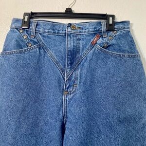 Vintage 80s High Rise Blue Ozark Mountain Bareback durable heavy denim.Size 14